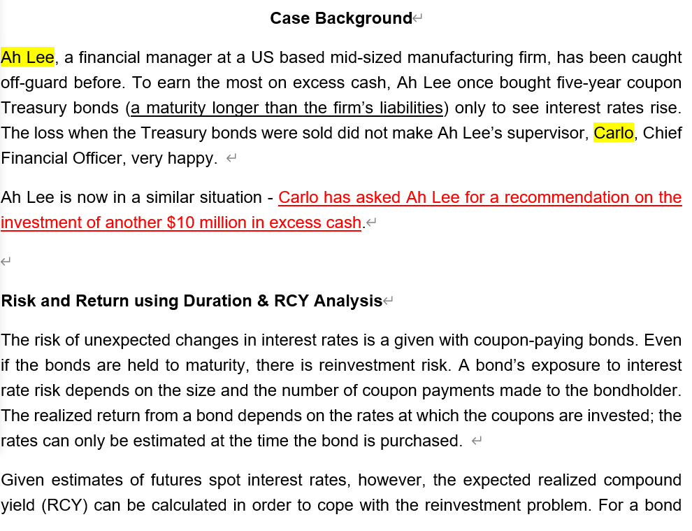  Case Background- Ah Lee, a financial manager at a US based