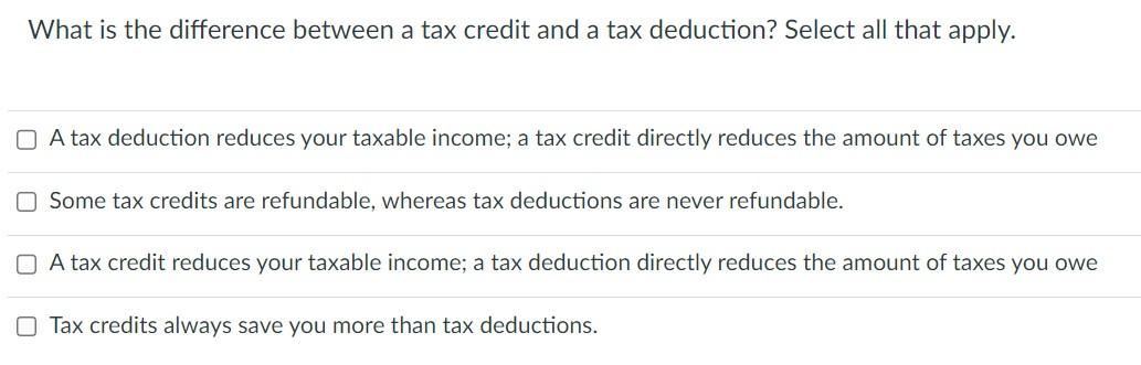 What is the difference between a tax credit and a tax