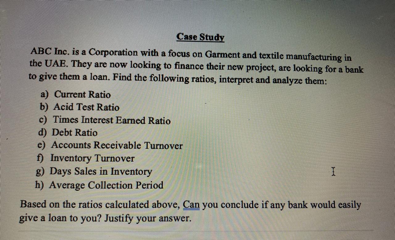  Case Study ABC Inc. is a Corporation with a focus on