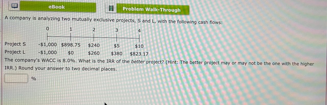 Project L requires an initial outlay at t = 0 of $45,000,