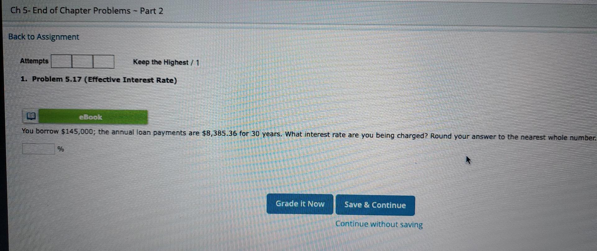 Ch 5- End of Chapter Problems - Part 2 Back to