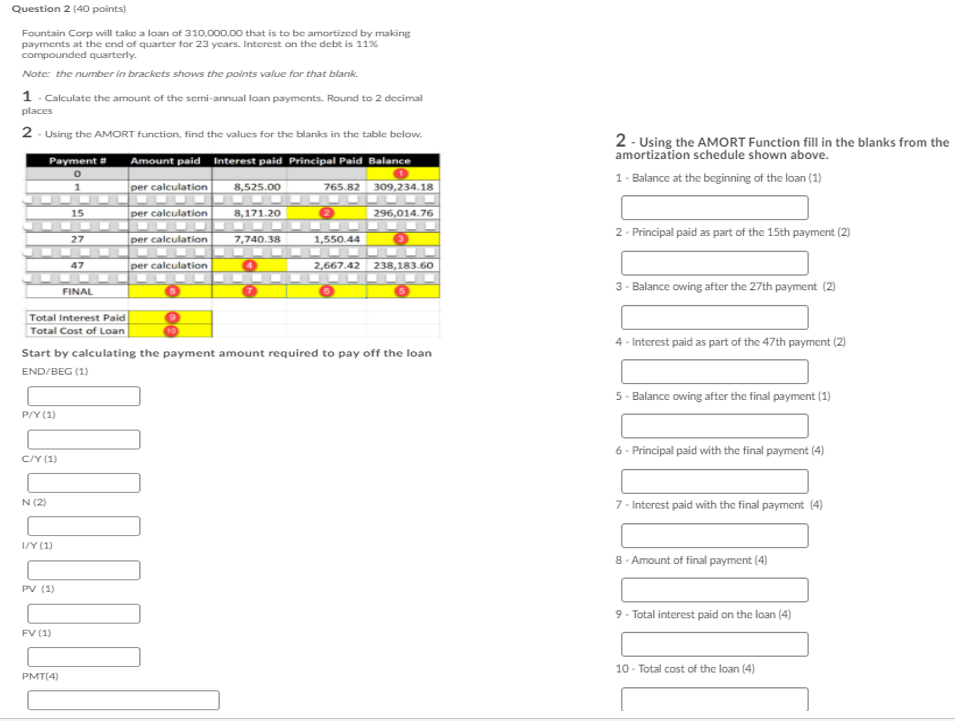  Solve using Texas instrument BA II Plus Question 2 (40 points)