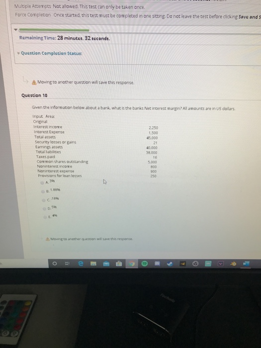  Multiple Attempts Not allowed. This test can only be taken once.