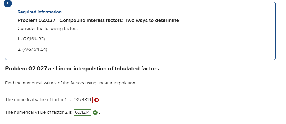  Required information Problem 02.027 - Compound interest factors: Two ways to