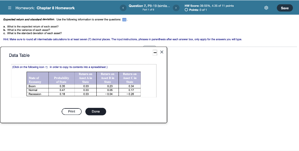 = Homework: Chapter 8 Homework Question 7, P8-19 (simila... Part 1