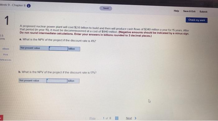  Neek 9 - Chapter 8 ved Help Save & E Submit