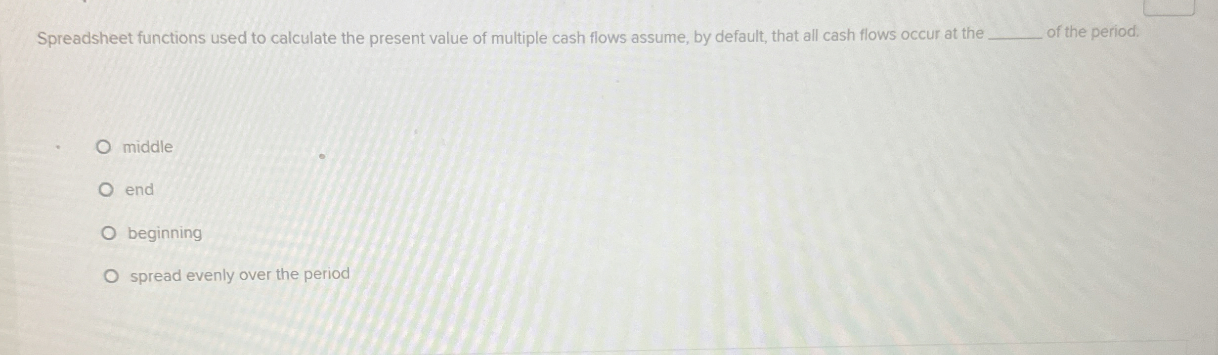  Spreadsheet functions used to calculate the present value of multiple cash