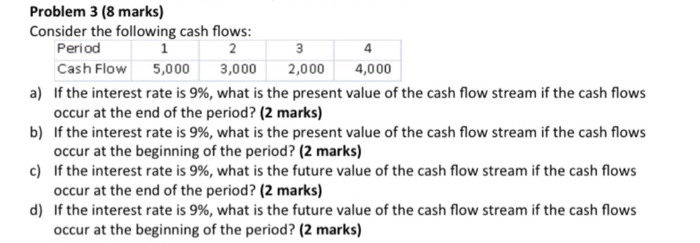 please include formula and working, thank you. Problem 3 (8 marks) Consider