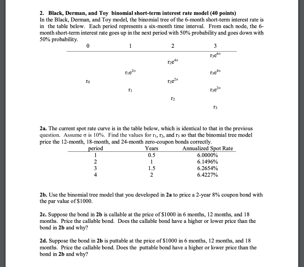 2. Black, Derman, and Toy binomial short-term interest rate model (40