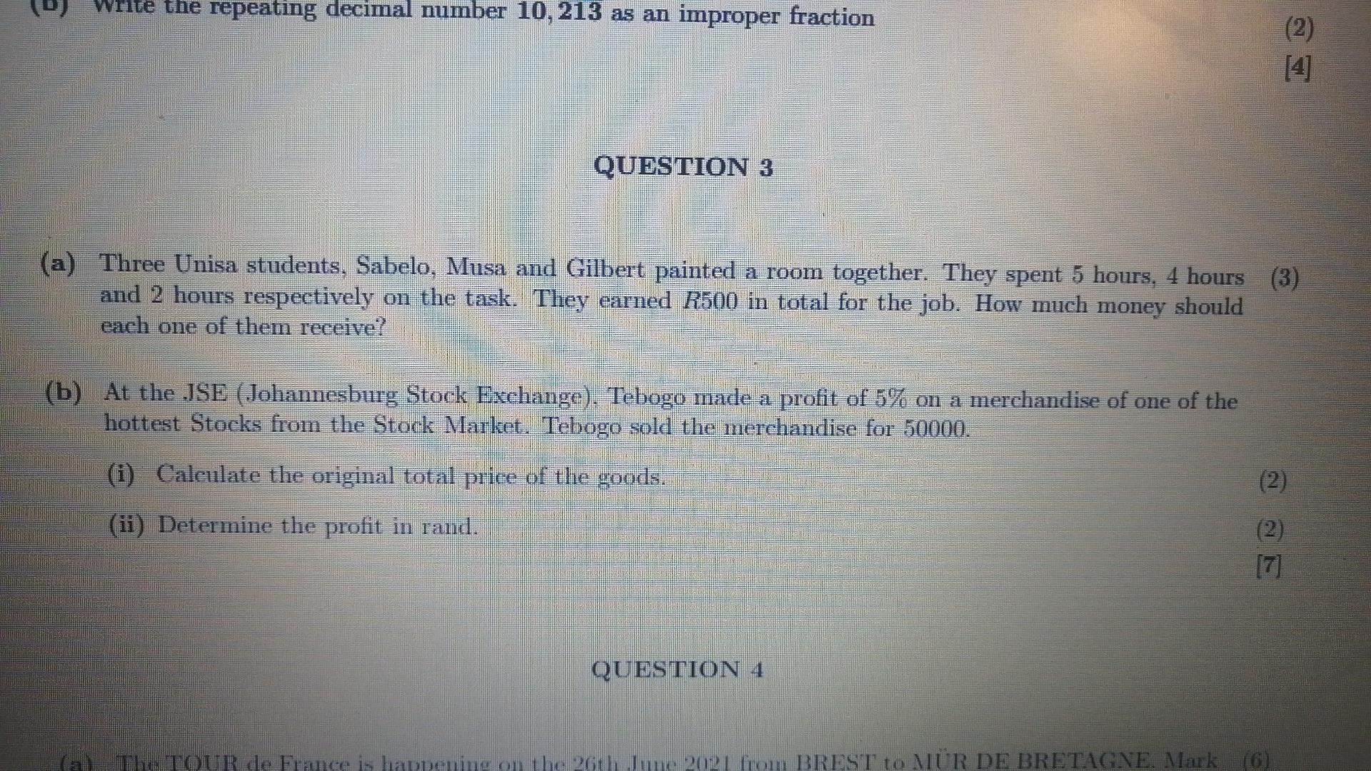  (0) write the repeating decimal number 10, 213 as an improper
