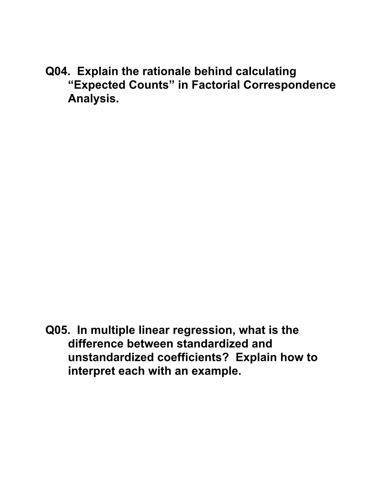 Q04. Explain the rationale behind calculating "Expected Counts" in Factorial Correspondence