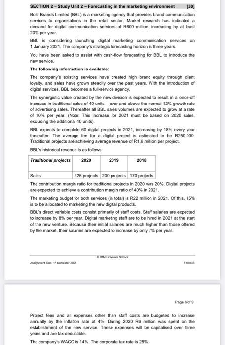 please assist with answering question 2.4 SECTION 2-Study Unit 2 - Forecasting