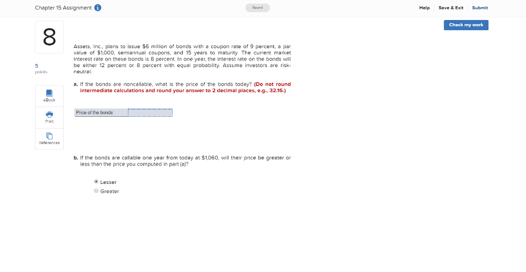  Chapter 15 Assignment Saudi Help Save & Exit Submit Check my