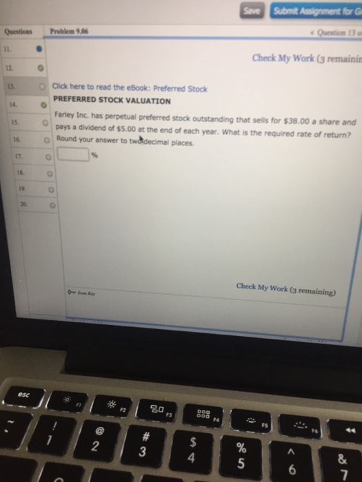  Save Submit Assignment for G Question 13 a Questions Problem 9.0