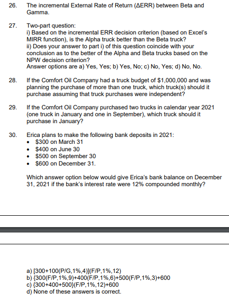 revenues given for EOY10 were correct. B. Problems and Questions Comfort Oil