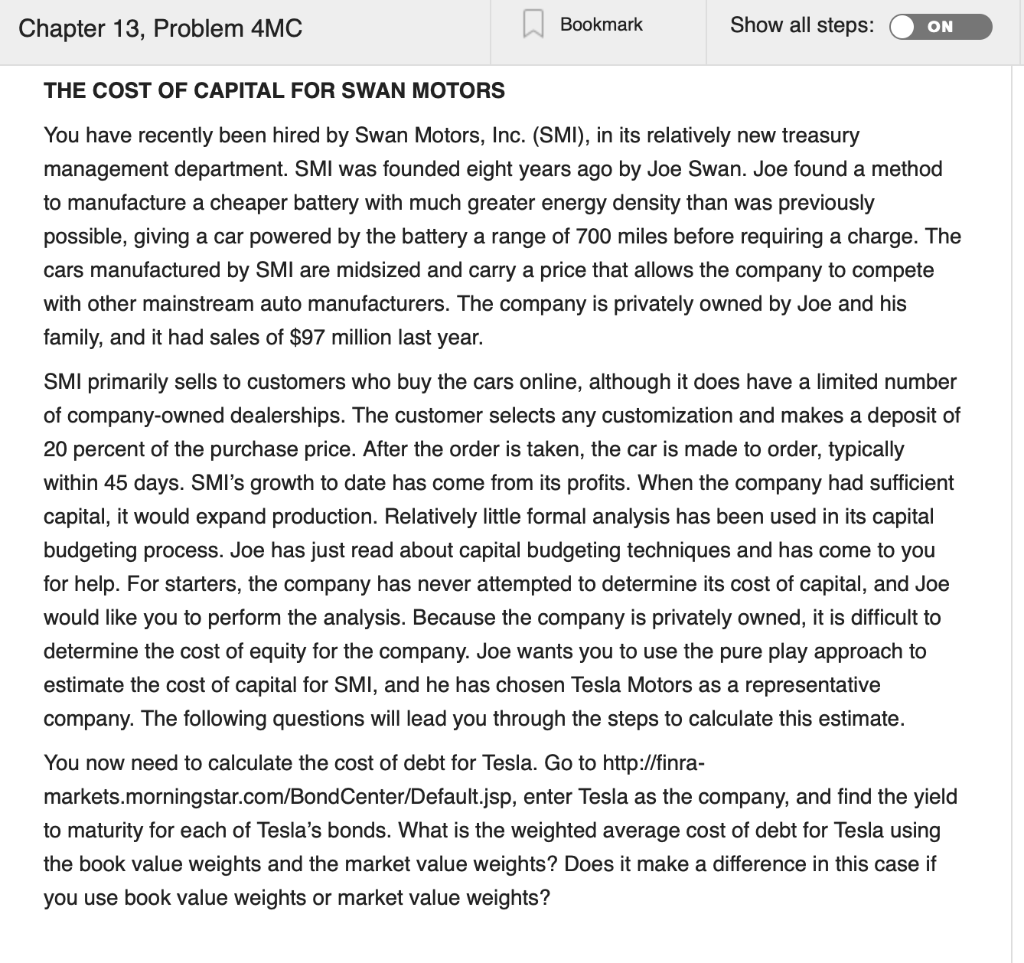  Chapter 13, Problem 4MC Bookmark Show all steps: ON THE COST