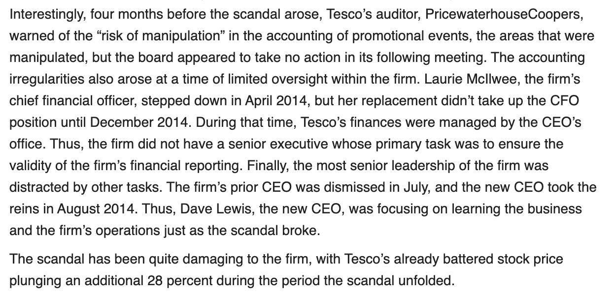 2. To what degree do you think the scandal at Tesco was