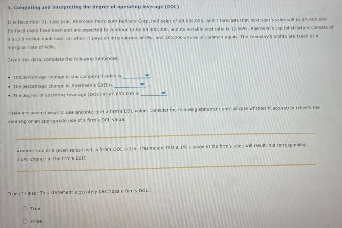  S. Computing and interpreting the degree of operating leverage (DOL) It