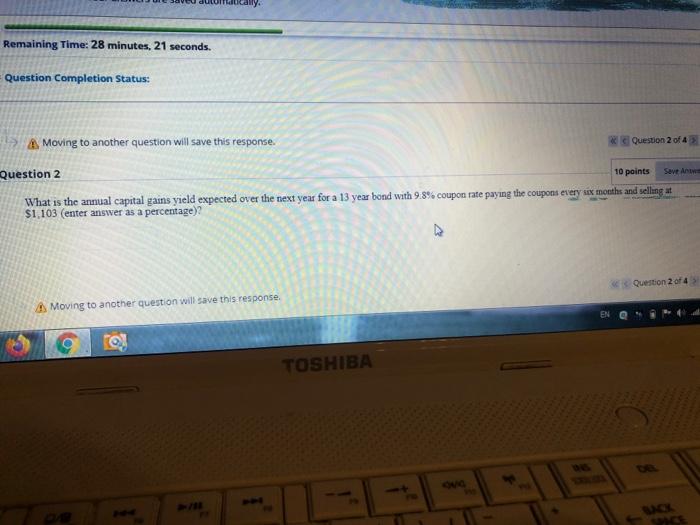  Remaining Time: 28 minutes, 21 seconds. Question Completion Status: A Moving