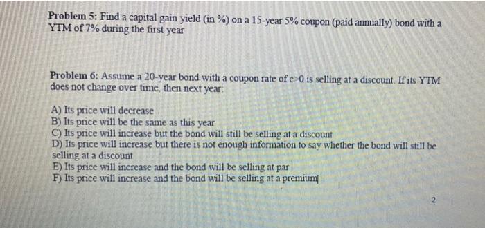  Problem 5: Find a capital gain yield (in %) on a