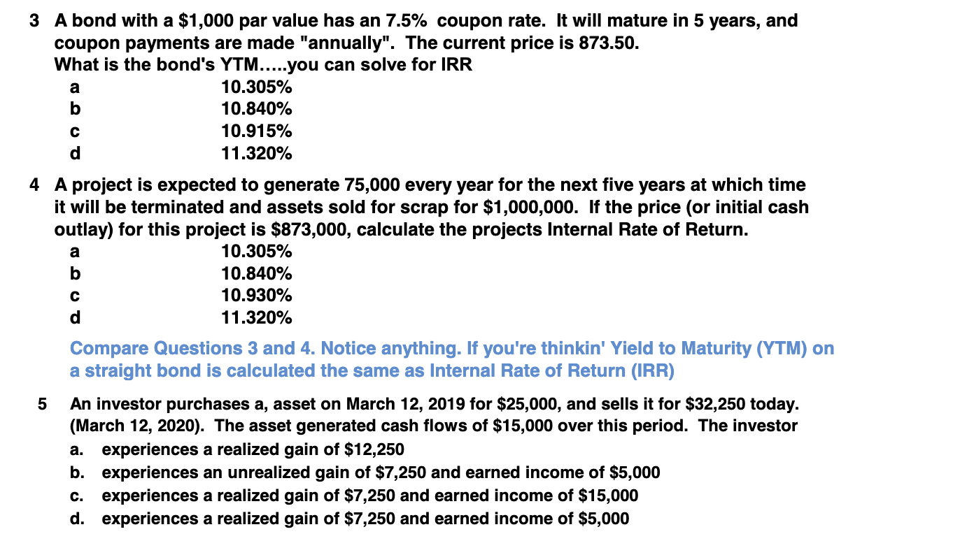 3 A bond with a $1,000 par value has an 7.5%