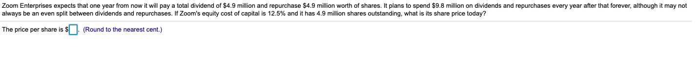 Zoom Enterprises expects that one year from now it will pay