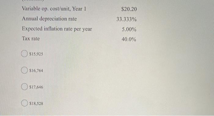average-risk project, and the following data have been developed. Unit sales will