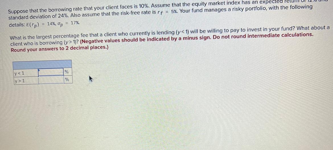  Suppose that the borrowing rate that your client faces is 10%.