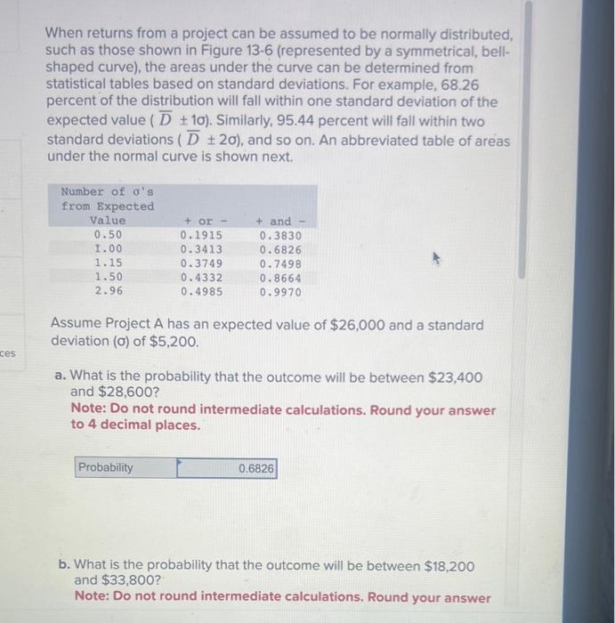  When returns from a project can be assumed to be normally