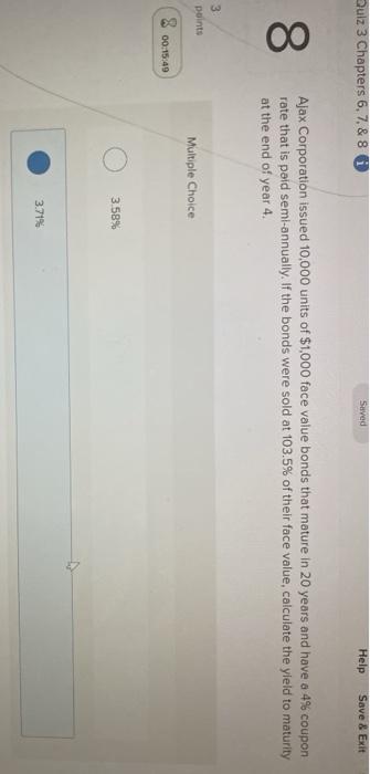  Dulz 3 Chapters 6.7.& 8 i Saved Help Save & Exit