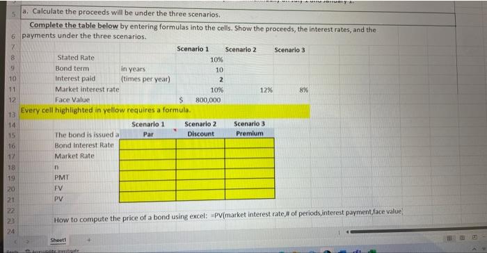 Complete the table below by entering formulas into the cells. Show