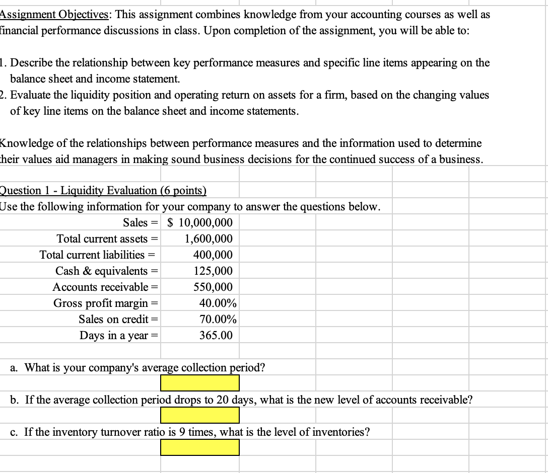 Assignment Objectives: This assignment combines knowledge from your accounting courses as