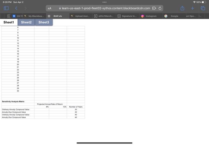  SPREADSHEET ASSIGNMENT: Future Value of Annuities 1. Retrieve the file IRAP.XLS.