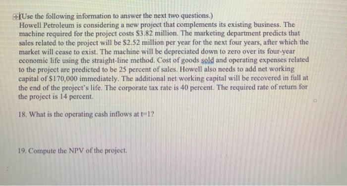 please use excel and show formulas in cells. (Use the following information