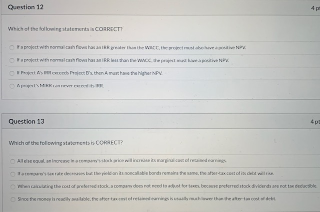  Please show step by step calculations where applicable. Thanks Question 12