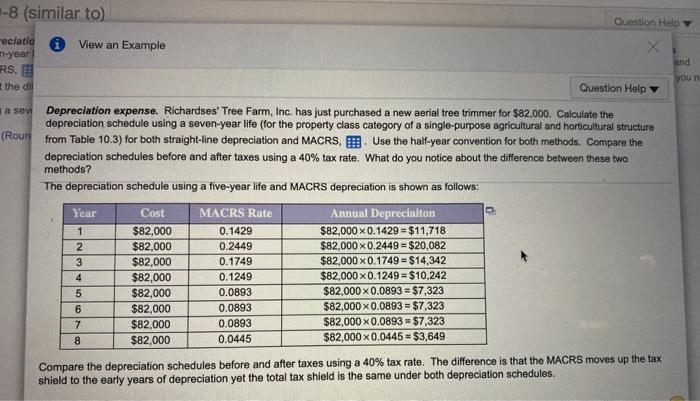 horticultural structure from Table 10:3) for both straight-line depreciation and MACRS... Use