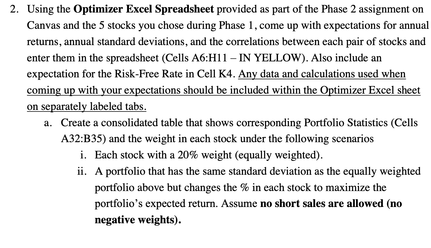  2. Using the Optimizer Excel Spreadsheet provided as part of the