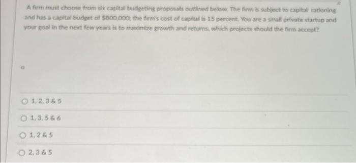 250,000 200,000 150,000 400,000 IRR 19% 17 16 12 20 15 NPV