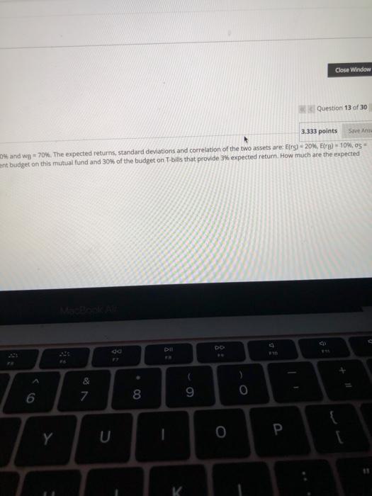 12 A mutual fund has two risky assets, Stock (S) and Bond