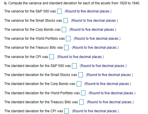 Table b. Compute the variance and standard deviation for each of
