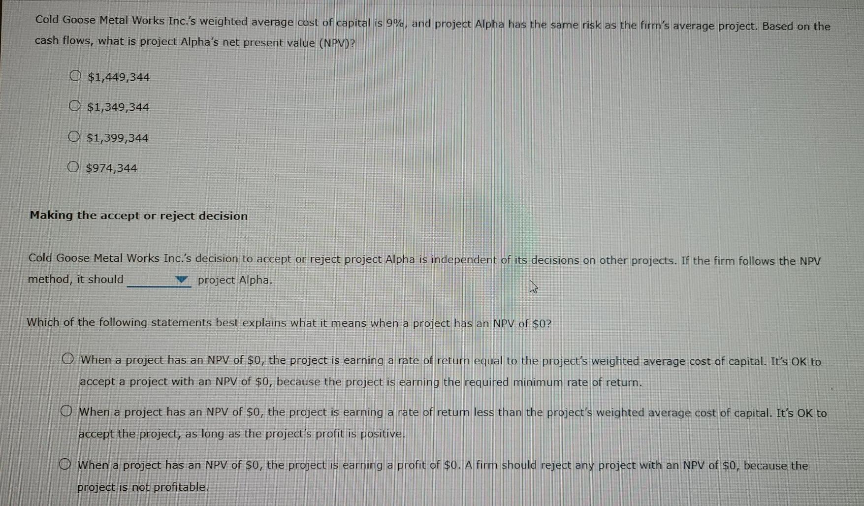 method The net present value (NPV) rule is considered one of the