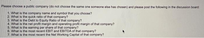  Please choose a public company (do not choose the same one