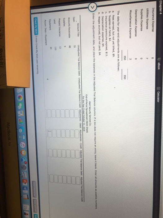 2018 Unadjusted Trial Balance Adjustments De. C Adjusted Trial Balanee Account Title