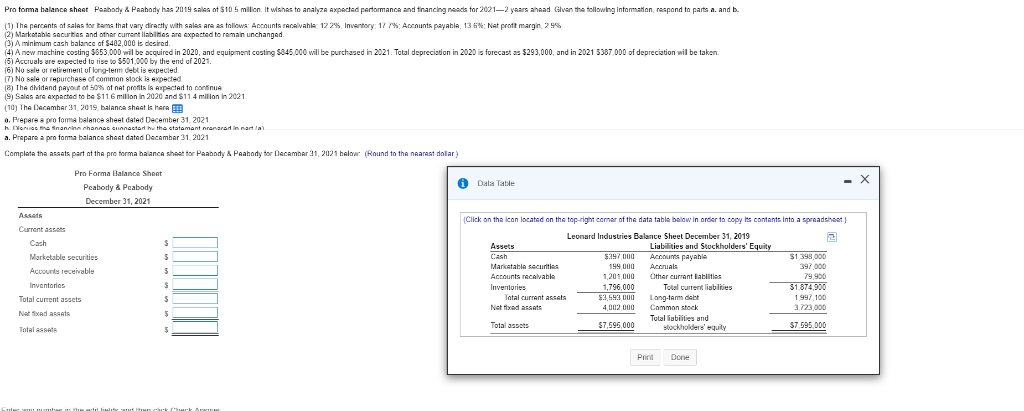 Need Help on part A & B Pra forma balance sheet
