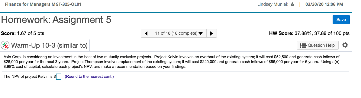 the recommendation is based off each calculations, which project would be