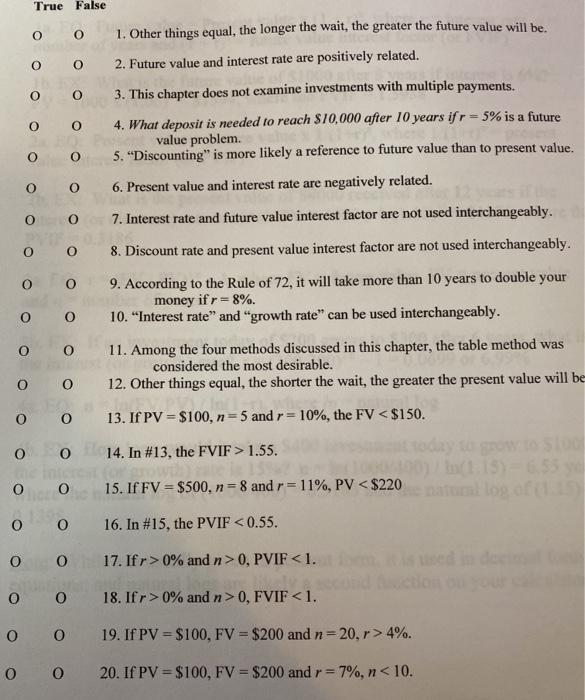  True False O O 0 0 O 0 O O O