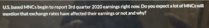 hello due tonight. thank you US. based MNCs begin to report 3rd