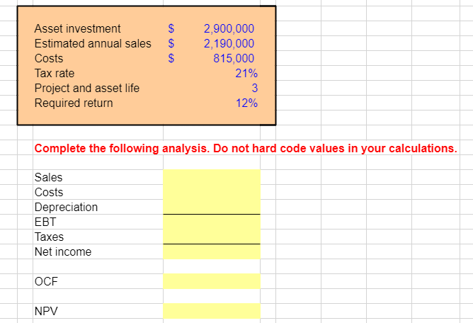 new three-year expansion project that requires an initial fixed asset investment of