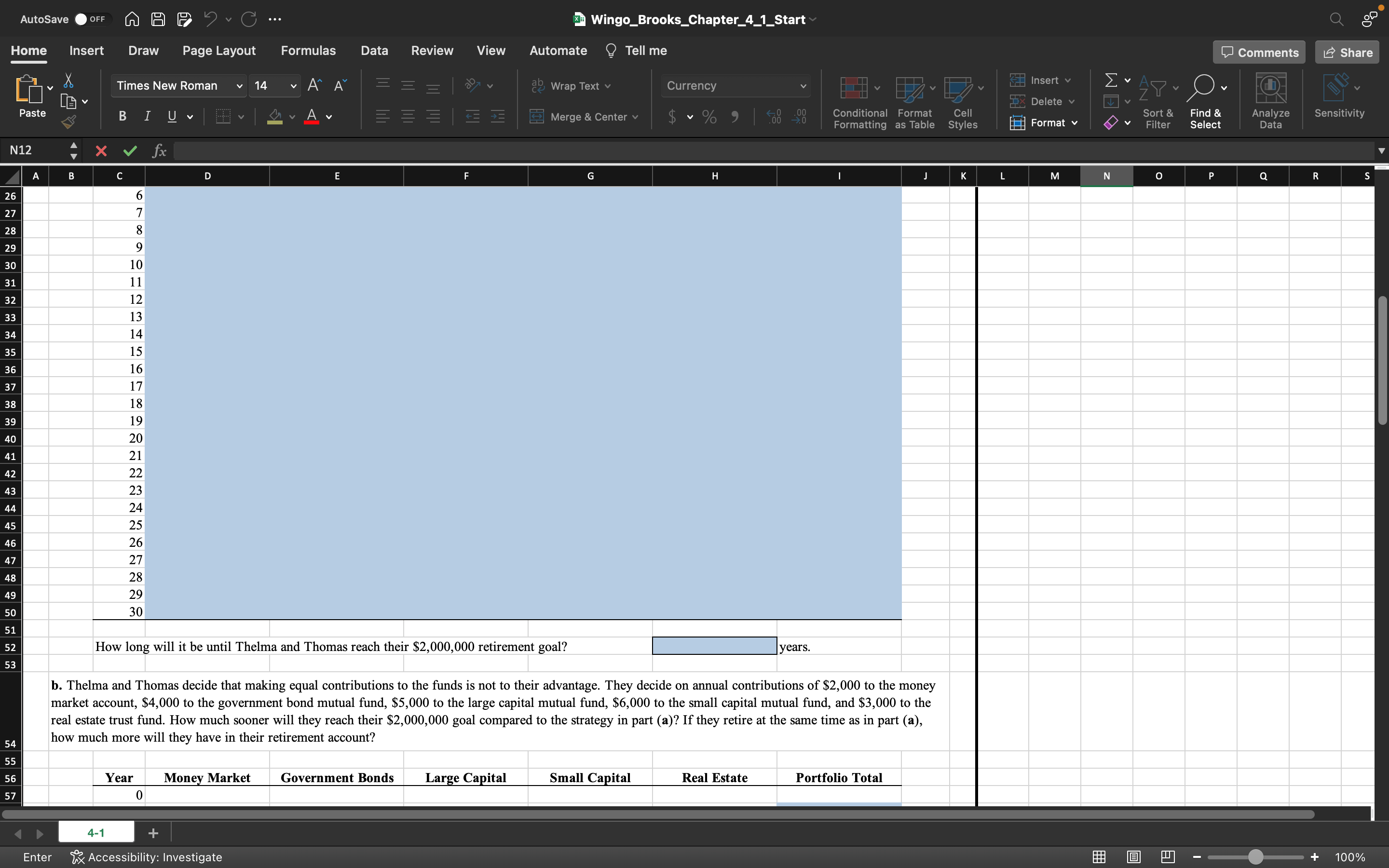 value of the money market account at the end of year 2.