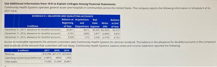  Bad and Debt Use Additional Information from 10-K to Explain Linkages